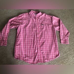 Mens Carhartt Shirt Xl Tall Pink Plaid Button Down Long Sleeve RN 14806 *Read*